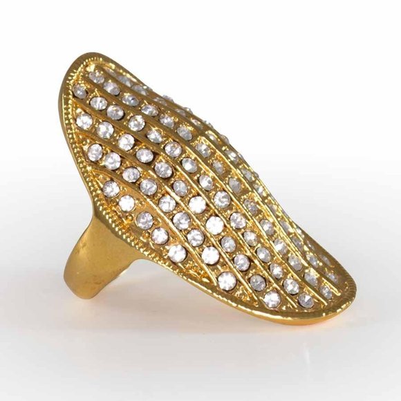 Gold layered ring  with brilliant cubic zirconia stones - Picture 1 of 7